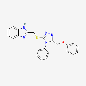 molecular formula C23H19N5OS B3507036 2-({[5-(phenoxymethyl)-4-phenyl-4H-1,2,4-triazol-3-yl]thio}methyl)-1H-benzimidazole 