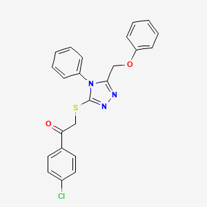 molecular formula C23H18ClN3O2S B3507039 1-(4-chlorophenyl)-2-{[5-(phenoxymethyl)-4-phenyl-4H-1,2,4-triazol-3-yl]thio}ethanone 
