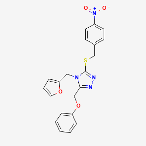 molecular formula C21H18N4O4S B3507046 4-(2-furylmethyl)-3-[(4-nitrobenzyl)thio]-5-(phenoxymethyl)-4H-1,2,4-triazole 