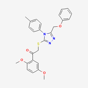 molecular formula C26H25N3O4S B3507047 1-(2,5-dimethoxyphenyl)-2-{[4-(4-methylphenyl)-5-(phenoxymethyl)-4H-1,2,4-triazol-3-yl]thio}ethanone 