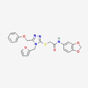 molecular formula C23H20N4O5S B3507053 N-1,3-benzodioxol-5-yl-2-{[4-(2-furylmethyl)-5-(phenoxymethyl)-4H-1,2,4-triazol-3-yl]thio}acetamide 