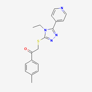 molecular formula C18H18N4OS B3507067 2-{[4-ethyl-5-(4-pyridinyl)-4H-1,2,4-triazol-3-yl]thio}-1-(4-methylphenyl)ethanone 