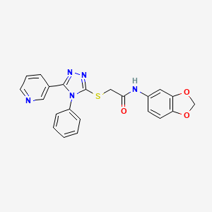 molecular formula C22H17N5O3S B3507070 N-1,3-benzodioxol-5-yl-2-{[4-phenyl-5-(3-pyridinyl)-4H-1,2,4-triazol-3-yl]thio}acetamide 