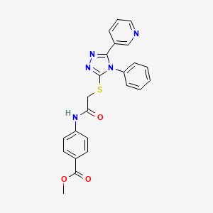 molecular formula C23H19N5O3S B3507075 methyl 4-[({[4-phenyl-5-(3-pyridinyl)-4H-1,2,4-triazol-3-yl]thio}acetyl)amino]benzoate 