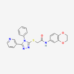 molecular formula C23H19N5O3S B3507083 N-(2,3-dihydro-1,4-benzodioxin-6-yl)-2-{[4-phenyl-5-(3-pyridinyl)-4H-1,2,4-triazol-3-yl]thio}acetamide 