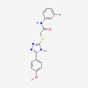 molecular formula C18H17FN4O2S B3507135 N-(3-fluorophenyl)-2-{[5-(4-methoxyphenyl)-4-methyl-4H-1,2,4-triazol-3-yl]thio}acetamide 