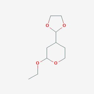 molecular formula C10H18O4 B035072 4-(1,3-Dioxolan-2-yl)-2-ethoxyoxane CAS No. 110257-06-2