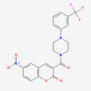 molecular formula C21H16F3N3O5 B3507229 6-nitro-3-({4-[3-(trifluoromethyl)phenyl]-1-piperazinyl}carbonyl)-2H-chromen-2-one 