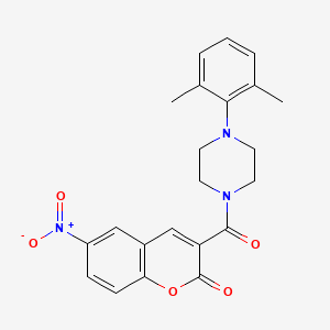 molecular formula C22H21N3O5 B3507233 3-{[4-(2,6-dimethylphenyl)-1-piperazinyl]carbonyl}-6-nitro-2H-chromen-2-one 