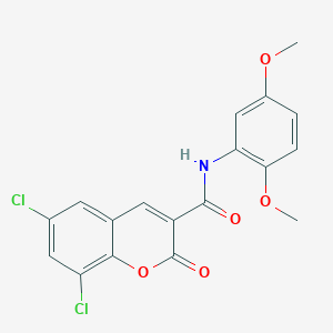 molecular formula C18H13Cl2NO5 B3507237 6,8-dichloro-N-(2,5-dimethoxyphenyl)-2-oxo-2H-chromene-3-carboxamide 