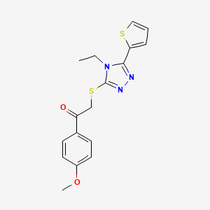 molecular formula C17H17N3O2S2 B3507246 2-{[4-ethyl-5-(2-thienyl)-4H-1,2,4-triazol-3-yl]thio}-1-(4-methoxyphenyl)ethanone 