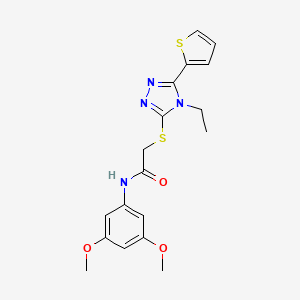 molecular formula C18H20N4O3S2 B3507252 N-(3,5-dimethoxyphenyl)-2-{[4-ethyl-5-(2-thienyl)-4H-1,2,4-triazol-3-yl]thio}acetamide CAS No. 573960-93-7