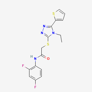molecular formula C16H14F2N4OS2 B3507256 N-(2,4-difluorophenyl)-2-{[4-ethyl-5-(2-thienyl)-4H-1,2,4-triazol-3-yl]thio}acetamide CAS No. 618411-91-9