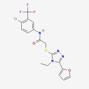 molecular formula C17H14ClF3N4O2S B3507262 N-[4-chloro-3-(trifluoromethyl)phenyl]-2-{[4-ethyl-5-(2-furyl)-4H-1,2,4-triazol-3-yl]thio}acetamide CAS No. 618412-60-5
