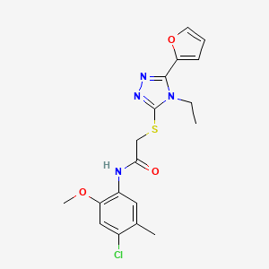 molecular formula C18H19ClN4O3S B3507271 N-(4-chloro-2-methoxy-5-methylphenyl)-2-{[4-ethyl-5-(2-furyl)-4H-1,2,4-triazol-3-yl]thio}acetamide CAS No. 586999-85-1