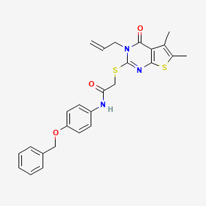 molecular formula C26H25N3O3S2 B3507292 2-[(3-allyl-5,6-dimethyl-4-oxo-3,4-dihydrothieno[2,3-d]pyrimidin-2-yl)thio]-N-[4-(benzyloxy)phenyl]acetamide 