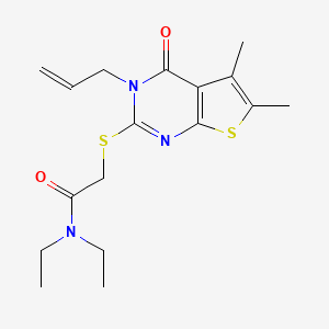 molecular formula C17H23N3O2S2 B3507293 2-[(3-allyl-5,6-dimethyl-4-oxo-3,4-dihydrothieno[2,3-d]pyrimidin-2-yl)thio]-N,N-diethylacetamide 