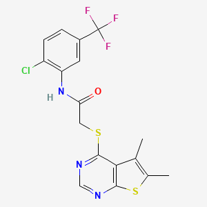 molecular formula C17H13ClF3N3OS2 B3507296 N-[2-chloro-5-(trifluoromethyl)phenyl]-2-[(5,6-dimethylthieno[2,3-d]pyrimidin-4-yl)thio]acetamide 