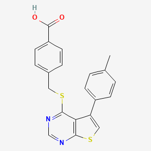 molecular formula C21H16N2O2S2 B3507301 4-({[5-(4-methylphenyl)thieno[2,3-d]pyrimidin-4-yl]thio}methyl)benzoic acid 
