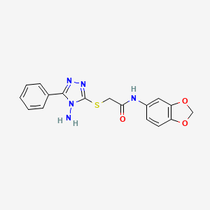 molecular formula C17H15N5O3S B3507308 2-[(4-amino-5-phenyl-4H-1,2,4-triazol-3-yl)thio]-N-1,3-benzodioxol-5-ylacetamide 