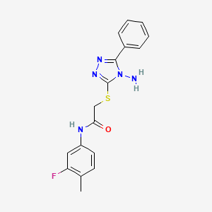 molecular formula C17H16FN5OS B3507318 2-[(4-amino-5-phenyl-4H-1,2,4-triazol-3-yl)thio]-N-(3-fluoro-4-methylphenyl)acetamide 