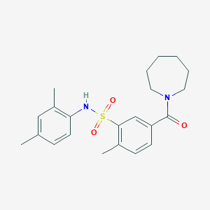 molecular formula C22H28N2O3S B3507366 5-(1-azepanylcarbonyl)-N-(2,4-dimethylphenyl)-2-methylbenzenesulfonamide 