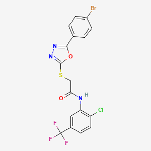 molecular formula C17H10BrClF3N3O2S B3507375 2-{[5-(4-bromophenyl)-1,3,4-oxadiazol-2-yl]thio}-N-[2-chloro-5-(trifluoromethyl)phenyl]acetamide 