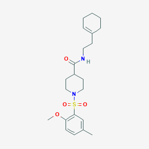 molecular formula C22H32N2O4S B3507413 N-[2-(1-cyclohexen-1-yl)ethyl]-1-[(2-methoxy-5-methylphenyl)sulfonyl]-4-piperidinecarboxamide 