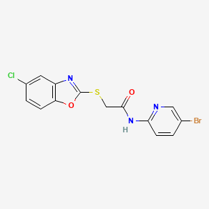 molecular formula C14H9BrClN3O2S B3507462 N-(5-bromo-2-pyridinyl)-2-[(5-chloro-1,3-benzoxazol-2-yl)thio]acetamide 