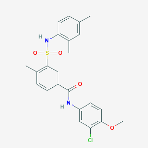 molecular formula C23H23ClN2O4S B3507489 N-(3-chloro-4-methoxyphenyl)-3-{[(2,4-dimethylphenyl)amino]sulfonyl}-4-methylbenzamide 