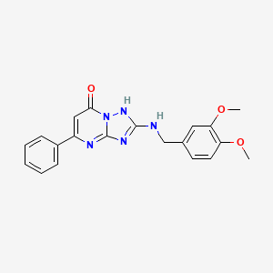 molecular formula C20H19N5O3 B3507510 2-[(3,4-dimethoxybenzyl)amino]-5-phenyl[1,2,4]triazolo[1,5-a]pyrimidin-7(4H)-one 