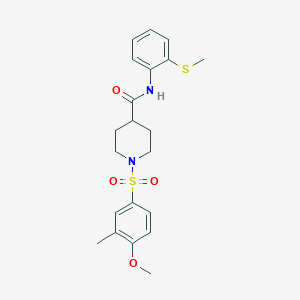 molecular formula C21H26N2O4S2 B3507517 1-[(4-methoxy-3-methylphenyl)sulfonyl]-N-[2-(methylthio)phenyl]-4-piperidinecarboxamide 