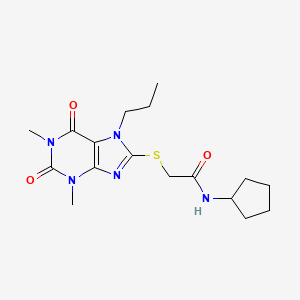 molecular formula C17H25N5O3S B3507518 N-cyclopentyl-2-[(1,3-dimethyl-2,6-dioxo-7-propyl-2,3,6,7-tetrahydro-1H-purin-8-yl)thio]acetamide 