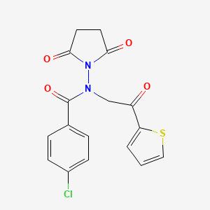 molecular formula C17H13ClN2O4S B3507521 4-chloro-N-(2,5-dioxo-1-pyrrolidinyl)-N-[2-oxo-2-(2-thienyl)ethyl]benzamide 
