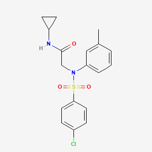 molecular formula C18H19ClN2O3S B3507570 N~2~-[(4-chlorophenyl)sulfonyl]-N~1~-cyclopropyl-N~2~-(3-methylphenyl)glycinamide 
