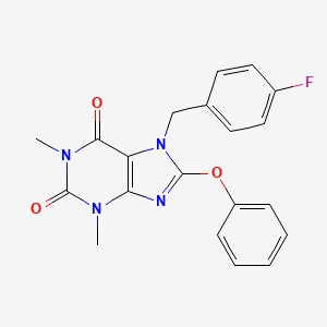 molecular formula C20H17FN4O3 B3507577 7-(4-fluorobenzyl)-1,3-dimethyl-8-phenoxy-3,7-dihydro-1H-purine-2,6-dione 