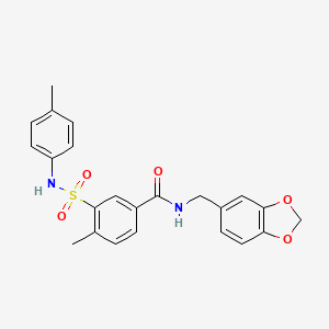 molecular formula C23H22N2O5S B3507580 N-(1,3-benzodioxol-5-ylmethyl)-4-methyl-3-{[(4-methylphenyl)amino]sulfonyl}benzamide 