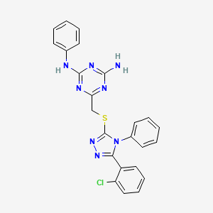 molecular formula C24H19ClN8S B3507586 6-({[5-(2-chlorophenyl)-4-phenyl-4H-1,2,4-triazol-3-yl]thio}methyl)-N-phenyl-1,3,5-triazine-2,4-diamine 