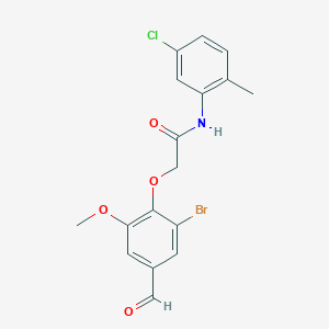 molecular formula C17H15BrClNO4 B3507605 2-(2-bromo-4-formyl-6-methoxyphenoxy)-N-(5-chloro-2-methylphenyl)acetamide 