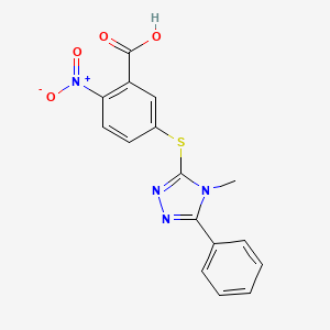 molecular formula C16H12N4O4S B3507617 5-[(4-methyl-5-phenyl-4H-1,2,4-triazol-3-yl)thio]-2-nitrobenzoic acid 