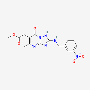 molecular formula C16H16N6O5 B3507627 methyl {5-methyl-2-[(3-nitrobenzyl)amino]-7-oxo-4,7-dihydro[1,2,4]triazolo[1,5-a]pyrimidin-6-yl}acetate 