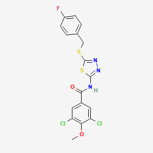 molecular formula C17H12Cl2FN3O2S2 B3507632 3,5-dichloro-N-{5-[(4-fluorobenzyl)thio]-1,3,4-thiadiazol-2-yl}-4-methoxybenzamide 