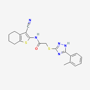 molecular formula C20H19N5OS2 B3507666 N-(3-cyano-4,5,6,7-tetrahydro-1-benzothien-2-yl)-2-{[5-(2-methylphenyl)-4H-1,2,4-triazol-3-yl]thio}acetamide 