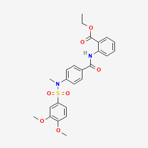 molecular formula C25H26N2O7S B3507693 ethyl 2-({4-[[(3,4-dimethoxyphenyl)sulfonyl](methyl)amino]benzoyl}amino)benzoate 