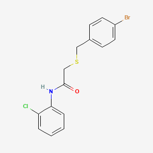 molecular formula C15H13BrClNOS B3507697 2-[(4-bromobenzyl)thio]-N-(2-chlorophenyl)acetamide 