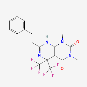 molecular formula C18H16F6N4O2 B3507786 1,3-dimethyl-7-(2-phenylethyl)-5,5-bis(trifluoromethyl)-5,8-dihydropyrimido[4,5-d]pyrimidine-2,4(1H,3H)-dione 