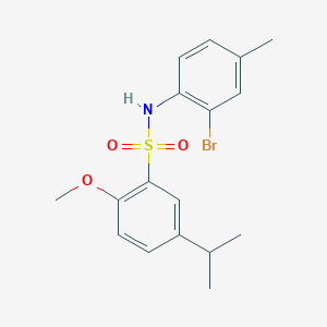 molecular formula C17H20BrNO3S B3507788 N-(2-bromo-4-methylphenyl)-5-isopropyl-2-methoxybenzenesulfonamide 