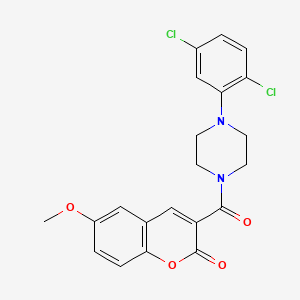 molecular formula C21H18Cl2N2O4 B3507811 3-{[4-(2,5-dichlorophenyl)piperazin-1-yl]carbonyl}-6-methoxy-2H-chromen-2-one 