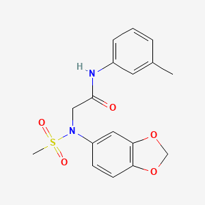 molecular formula C17H18N2O5S B3507921 N~2~-1,3-benzodioxol-5-yl-N~1~-(3-methylphenyl)-N~2~-(methylsulfonyl)glycinamide 