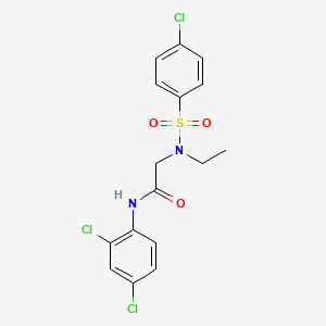 molecular formula C16H15Cl3N2O3S B3507925 N~2~-[(4-chlorophenyl)sulfonyl]-N~1~-(2,4-dichlorophenyl)-N~2~-ethylglycinamide 